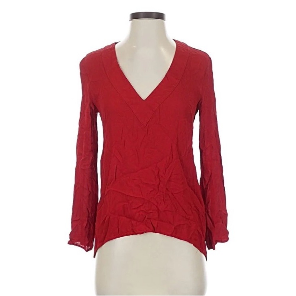 Zara Red V-Neck Top